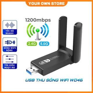 USB WiFi 1300 Mbps Card WIFI 5G - 2 râu wifi bluetooth - loại 1300 Wifi 6 chỉ có thu wifi cho pc laptop