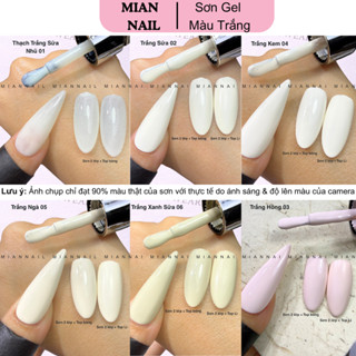  Sơn gel màu trắng trắng sữa trắng kem trắng ngà lẻ màu cọ tròn MEIXIZ Mian Nail 