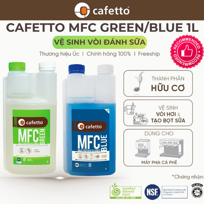 Dung Dịch Vệ Sinh Vòi Đánh Sữa Cafetto MFC Green/Blue 1L | Tẩy Cặn Sữa – Khử Mùi | Hàng Chính Hãng