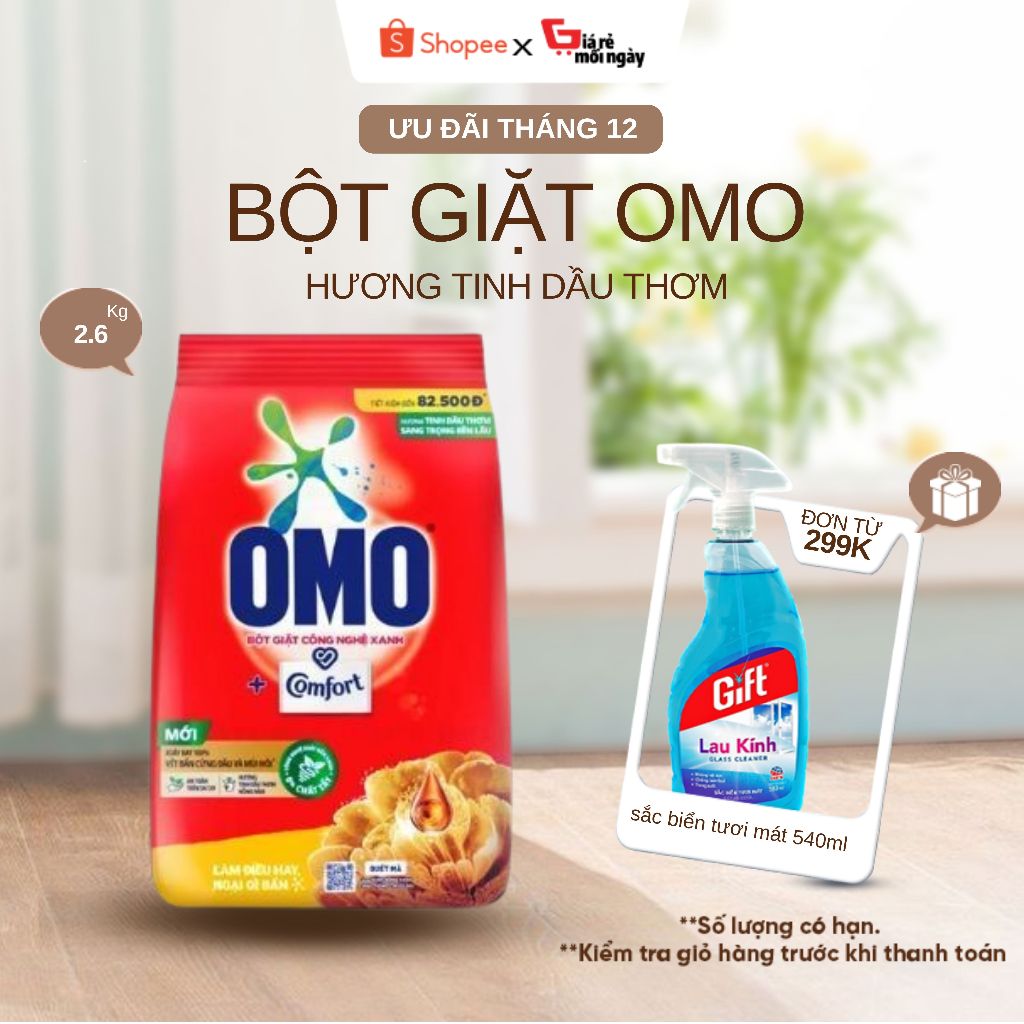Bột Giặt Omo Tinh Dầu Thơm Gói 2.6KG