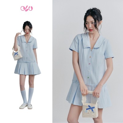 Đầm suông OLV cổ V thủy thủ Babydoll Sailor Dress nhiều màu trẻ trung năng động phù hợp thường ngày