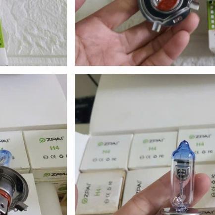 Hộp 10 bóng đèn pha H4. Bóng pha ô tô H4 ziplai đầu xanh