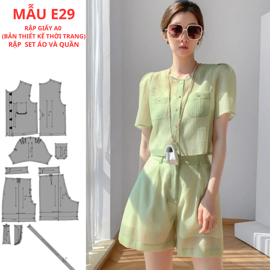 RẬP GIẤY A0 CHO THỢ MAY-SET ÁO VÀ QUẦN MÃ E29