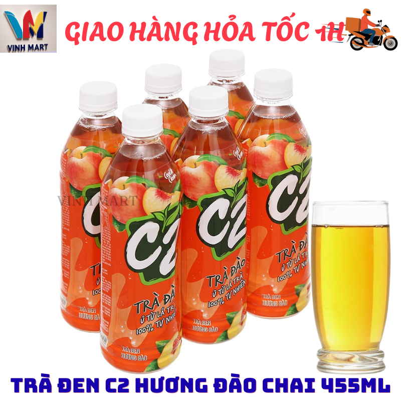 C2 Trà Đen Vị Đào 1 Lốc 6 Chai 455 Ml