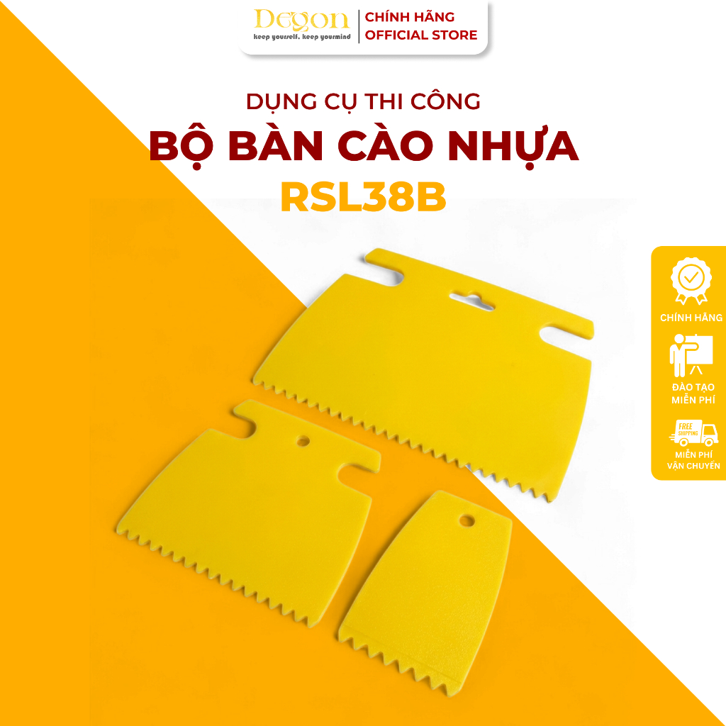 Bộ 3 Bàn Cào Nhựa Răng Cưa Tạo Vân Sọc, Kẻ Chỉ, Hiệu Ứng Combing (RSL38B) | De'gon Artpaint