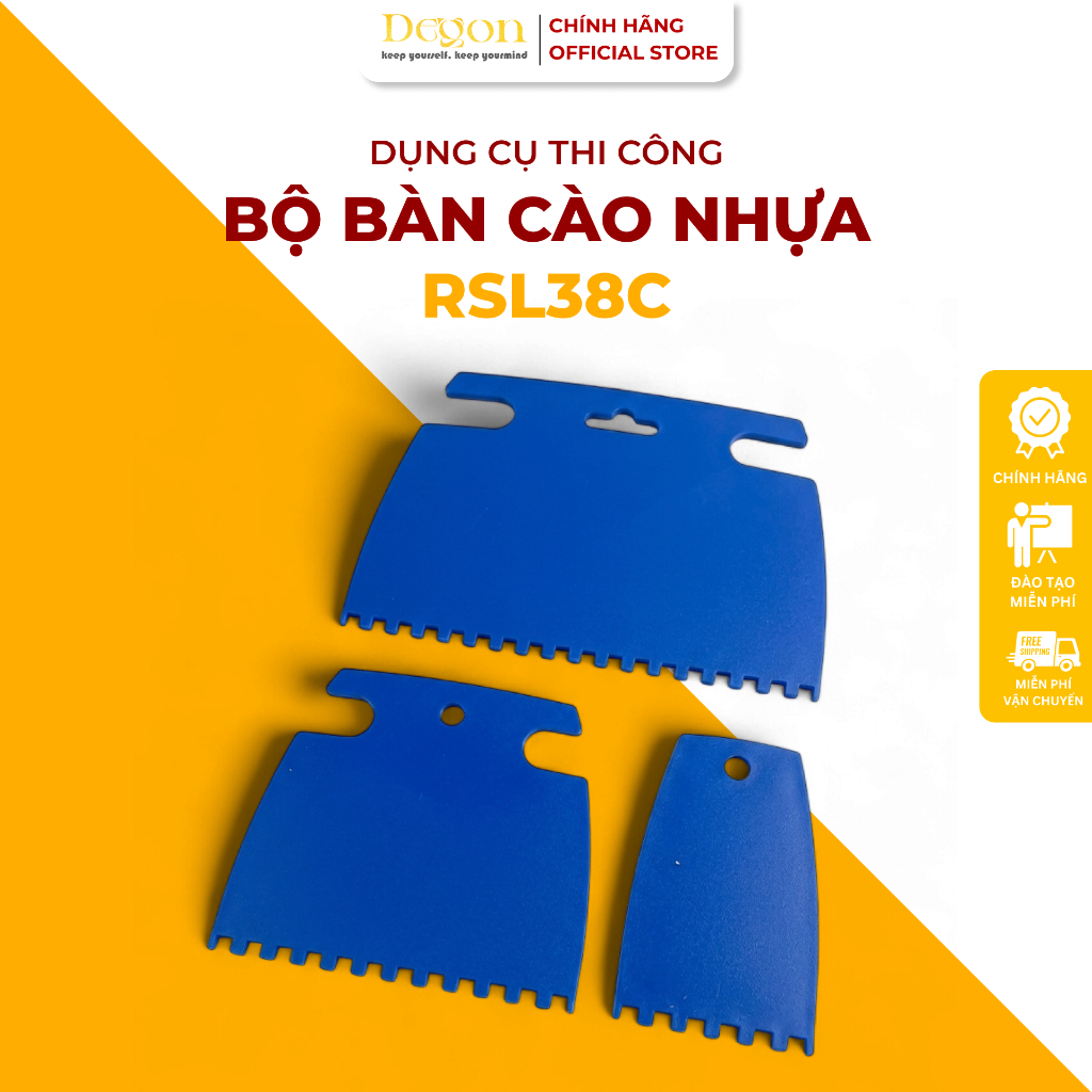 Bộ 3 Bàn Cào Nhựa Răng Vuông Tạo Vân Sọc, Kẻ Chỉ, Hiệu Ứng Combing (RSL38C) | De'gon Artpaint
