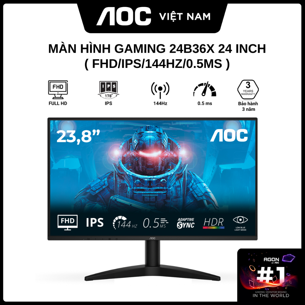Màn Hình Gaming 24B36X 24 inch (FHD/IPS/144Hz/0.5ms) - Hàng Chính Hãng