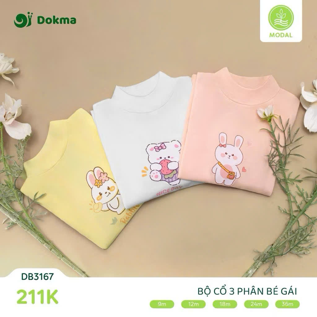 (9-13kg) Bộ Cổ 3 Phân Thun Gân Thêu Hình Tem Dokma Cho Bé DB1825 DB3122 DB3123 DB3167