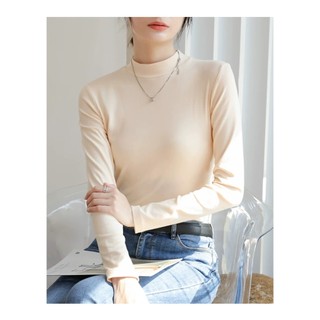 Áo Giữ Nhiệt Nữ Lót Nỉ. Áo Len Gân Cổ 3 Phân