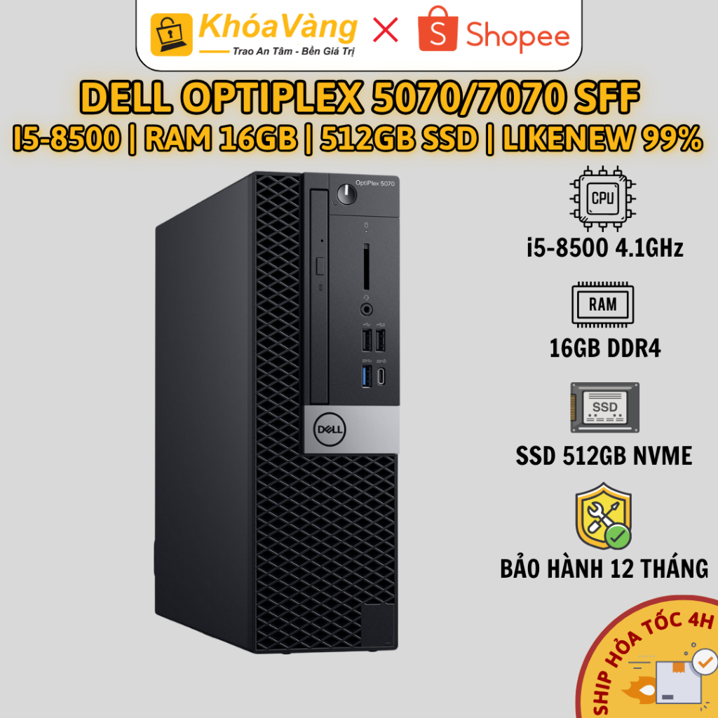 Bộ máy tính PC Dell OptiPlex 5070/7070 SFF | Core i5-8500 | 16GB DDR4 | 512GB SSD NVME | LikeNew - B
