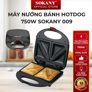 Máy nướng bánh hotdog Sokany 009 máy kẹp nướng bánh mì sandwich công suất 750w dễ dàng sử dụng