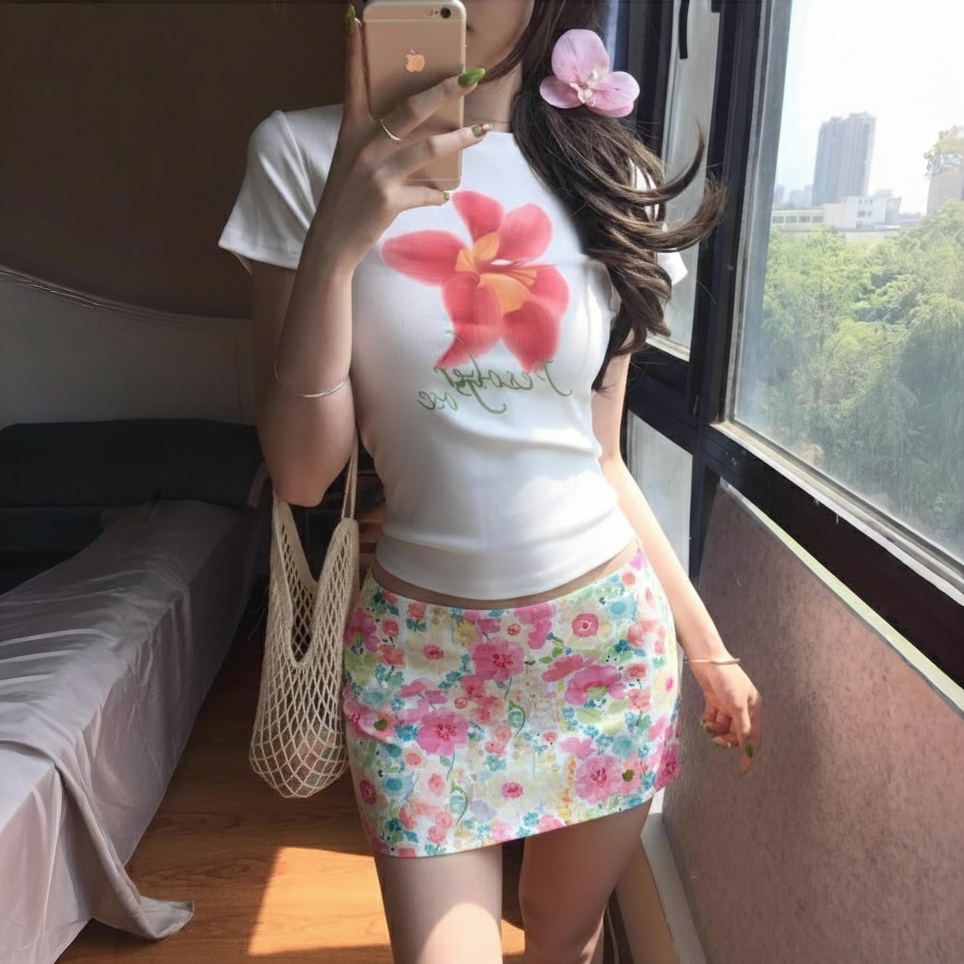 Chân Váy Nữ Cạp Trễ DaaLaa Store Họa Tiết Hoa Mùa Hè C969