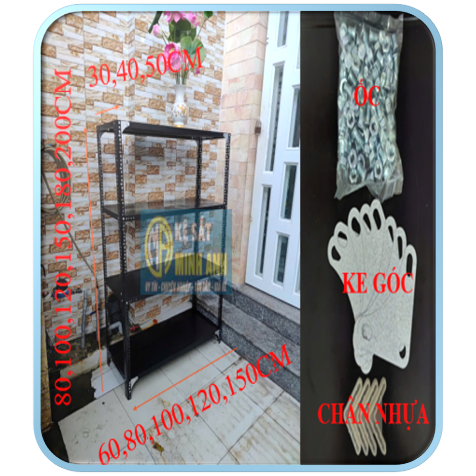 👉 Kệ Sắt V Lỗ Minh Anh Dài 100cm X Rộng 40cm – Chịu Lực Cao, Sơn Tĩnh Điện, Lắp Ráp Dễ Dàng