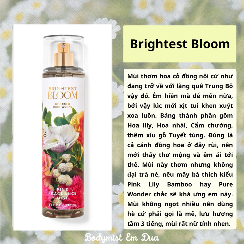 BRIGHTEST BLOOM Bodymist Em Dứa