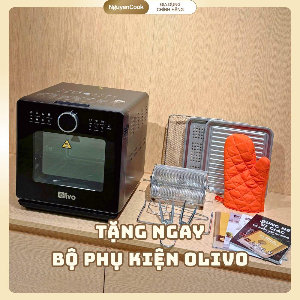 Full Phụ Kiện Nồi Chiên Hấp Đa Năng OLIVO SF16 PRO 16L – 70 Chế Độ, , Lòng Inox 304 NGUYENCOOK