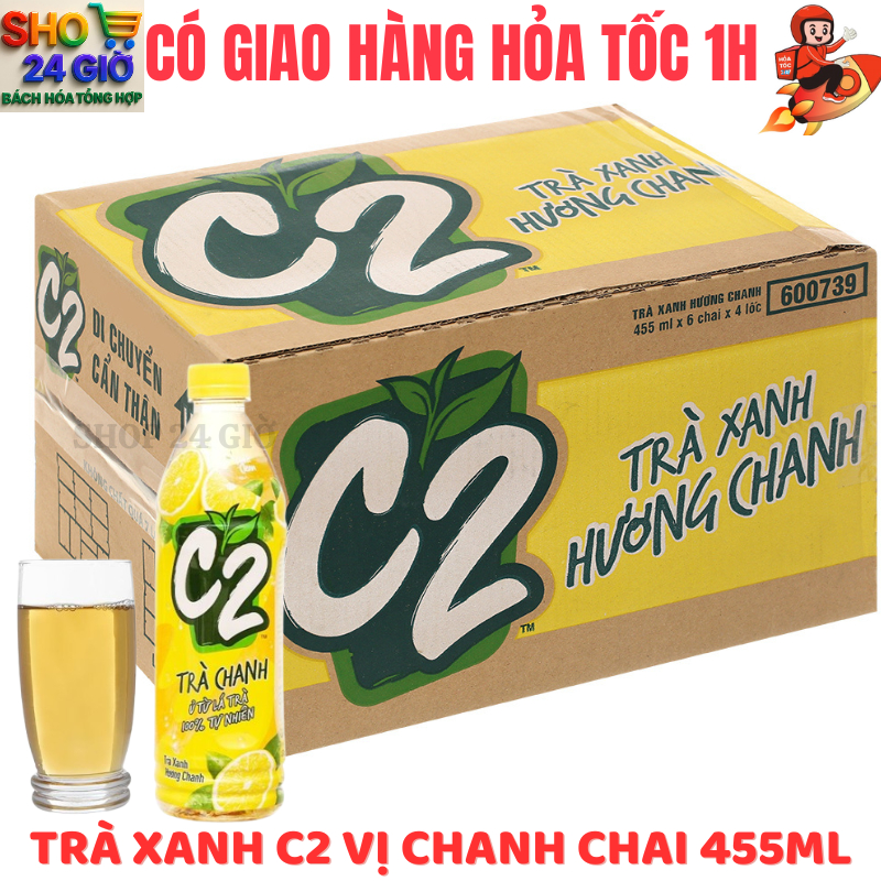 Trà xanh C2  Vị Chanh Thùng 24 Chai 455 Ml