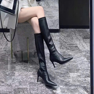   Sẵn Hàng  Boot Đùi Nữ Bốt Gối Cổ Cao Gót Nhọn Da Mờ Siêu Mềm Bên trong Lót Lông Xịn khóa cạnh và khóa sau 