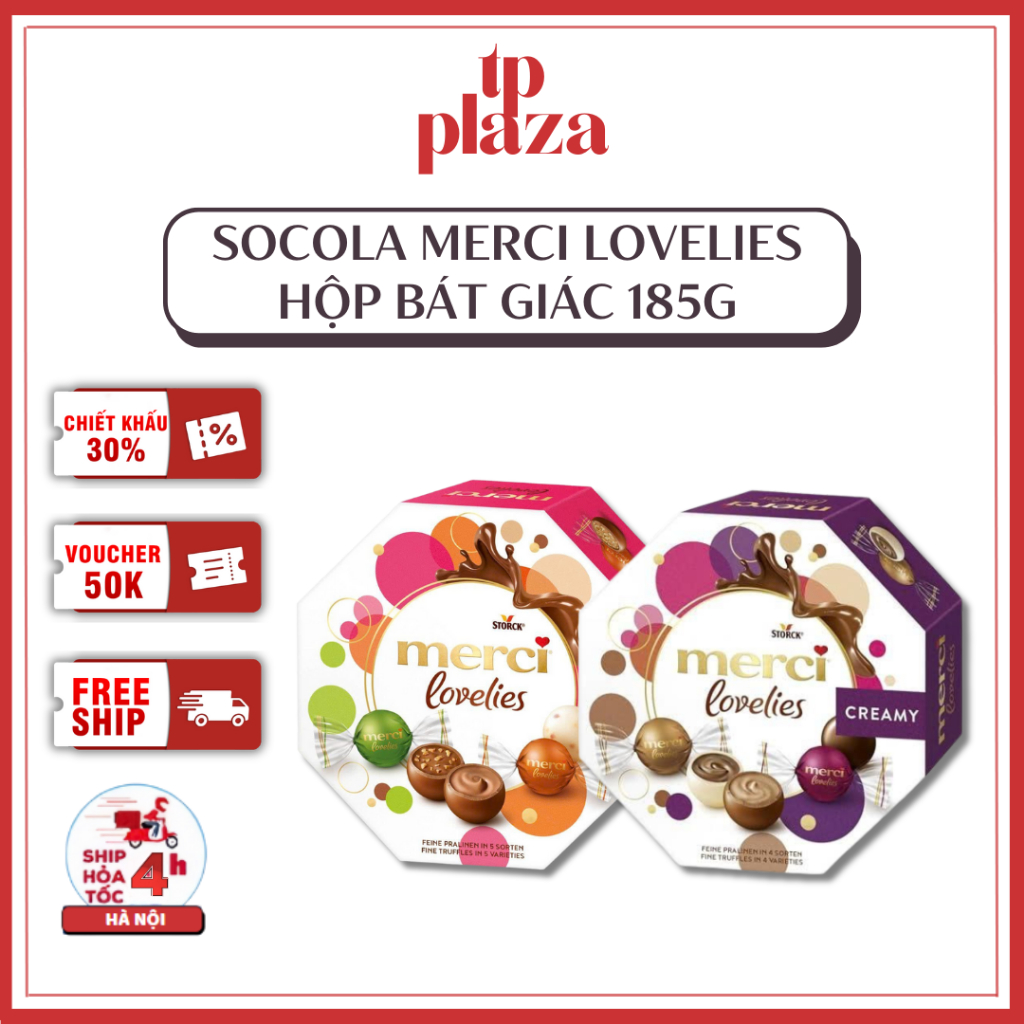 Kẹo Socola Merci Lovelies Hộp Bát Giác 185g Đủ Vị