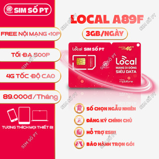  Sim 4G 3GB Ngày Mobifone – LOCAL A89F – Gọi Nội Mạng <10p Miễn Phí Hỗ Trợ eSIM 