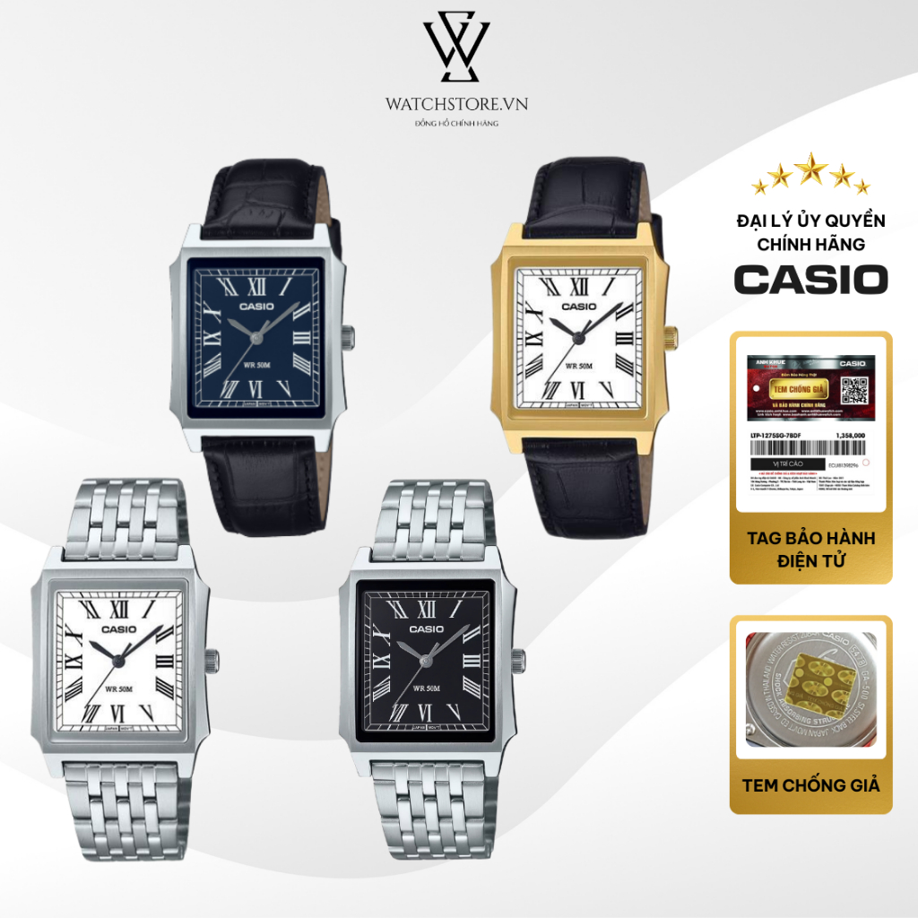 Đồng Hồ Casio Nam MTP-B190 Dáng Tank Mặt Kính Khoáng 41x31.5mm Chống Nước Chính Hãng