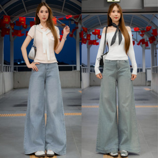  Quần Jean Ống Rộng Suông Loe 33-37cm MIAA Cạp Cao Siêu Tôn Dáng  Quần Ống Suông Loe Có Size Cho Nấm Lùn_VER4 