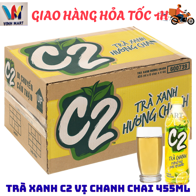 Trà C2 Vị Chanh Thùng 24 Chai 455 Ml - Vinhmart