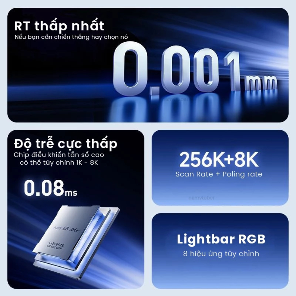 Bàn Phím Cơ Gaming HE Mchose Ace68 Air Esports - Rapid Trigger - Layout 68% - 8K Polling Rate - Có app tuỳ chính - Type | BigBuy360 - bigbuy360.vn