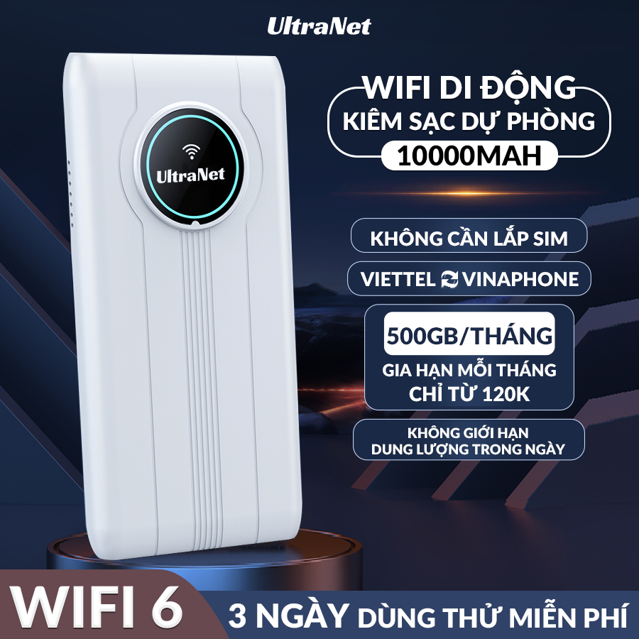 WiFi 6 Di Động UltraNet JS018 Kết Nối Mạnh, Mượt Phù Hợp Học Online, Làm Việc Từ Xa, Di Chuyển Nhiều