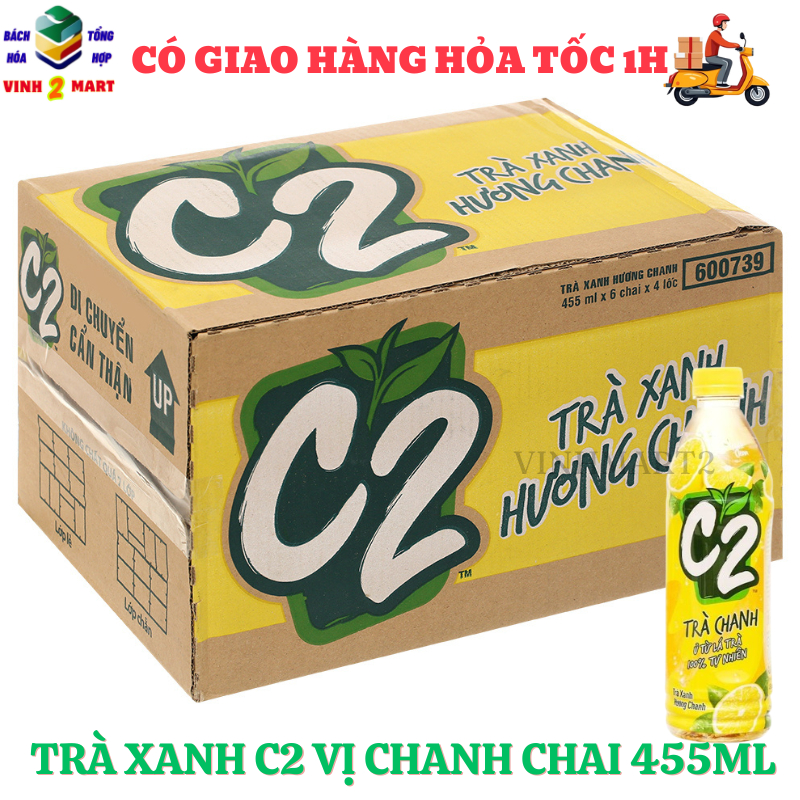 trà xanh C2 hương chanh chai 455ml