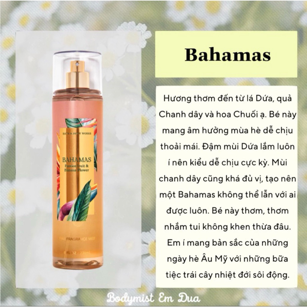 BAHAMAS Bodymist Em Dứa