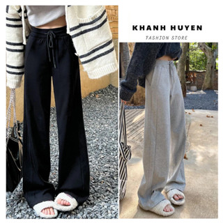  Quần Nỉ Ống Rộng Suông Dài Lưng Cao Form Rộng Unisex Đường May Hai Bên Thời Trang Hàn Quốc KH254 