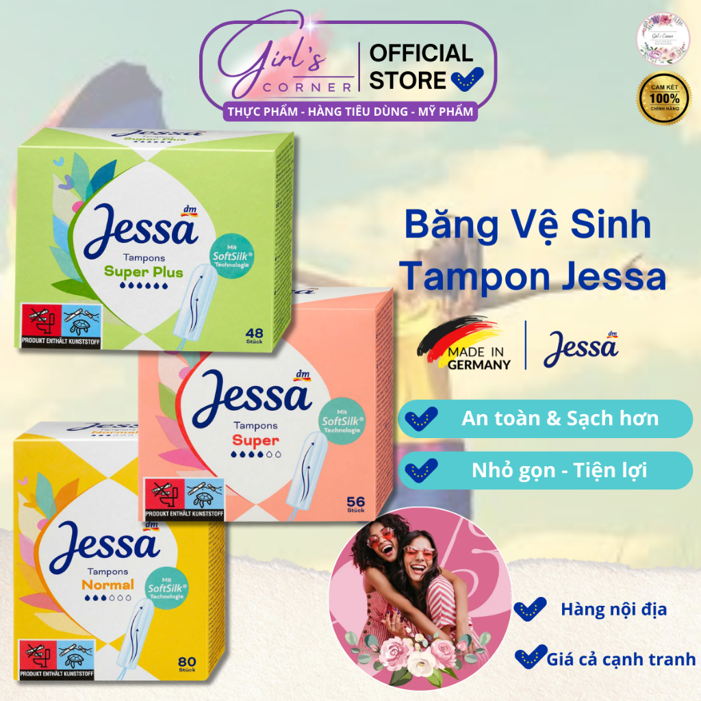 [Tampon Jessa] Băng vệ sinh dạng ống Jessa Tampons Normal nhiều phân loại