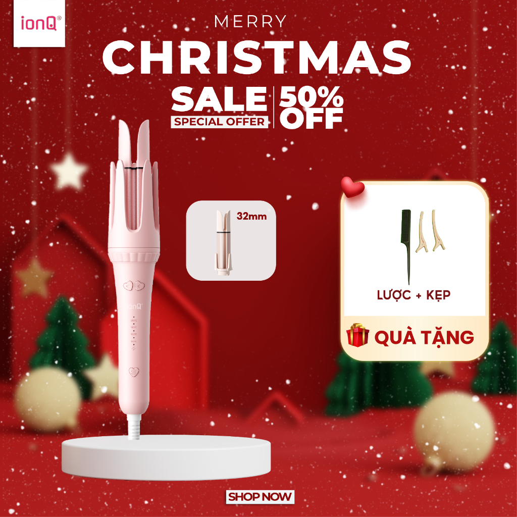   MỞ BÁN  Máy uốn tóc làm xoăn tự động ionQ Wavy Lite trục 32mm xoăn sóng lơi 200 triệu ion âm chăm sóc tóc 
