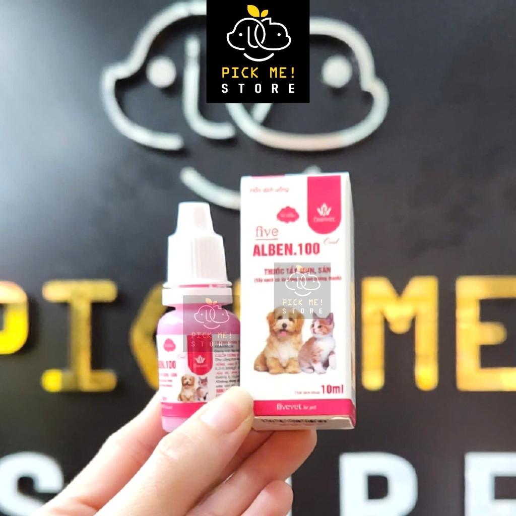 Five Alben 100 Xổ Giun Đũa, Giun Phổi, Giun Móc và Sán Dây, Sán Lá Dạng Nước cho Chó Mèo