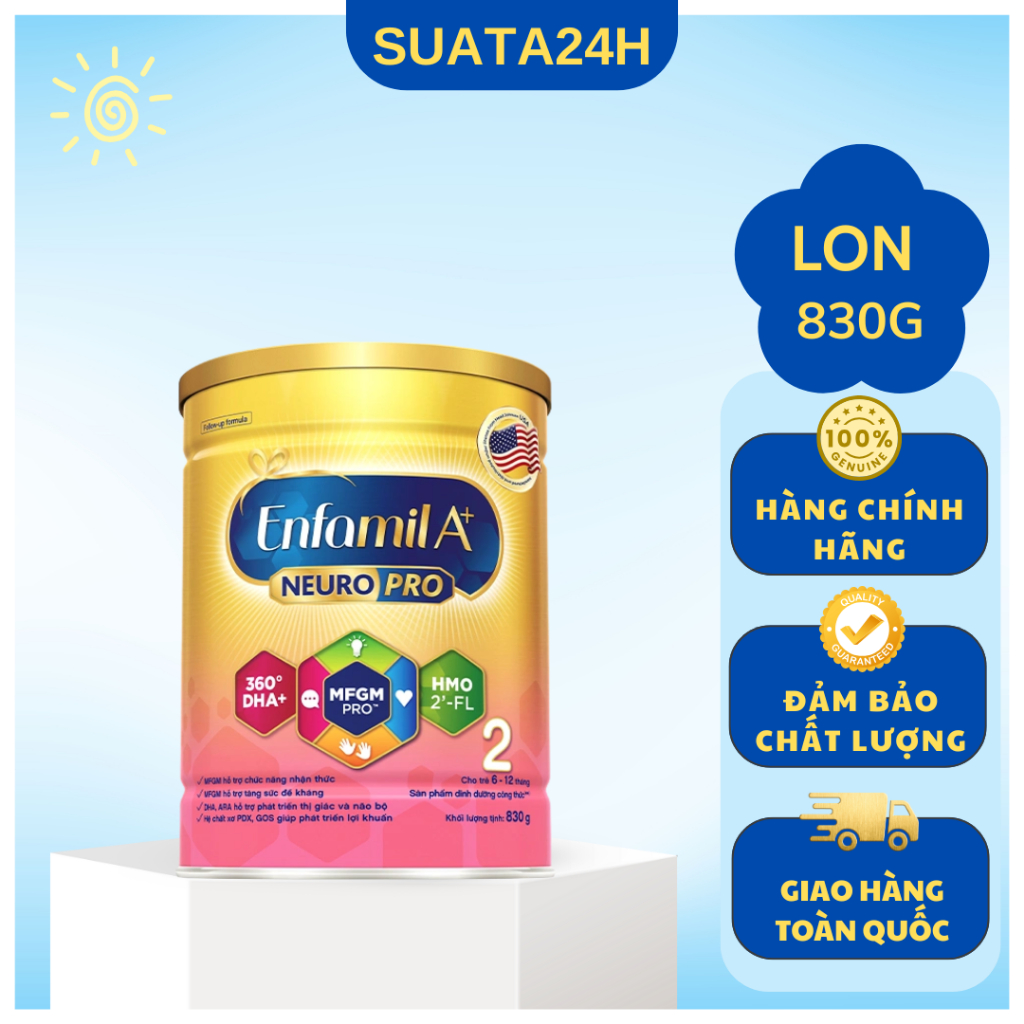 Sữa bột Enfamil A+ 2 NEUROPRO 830g Mới