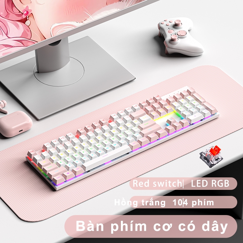 Bàn phím cơ onikuma gaming có dây Blue/ red Switch 104 / 87 phím có đèn RGB màu trắng xanh/tím dành cho máy tính/lapto | BigBuy360 - bigbuy360.vn