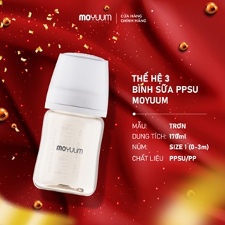  Thế hệ 3 - Bình sữa PPSU Moyuum - Mẫu trơn - 170ml - Kèm núm 1  1m+  