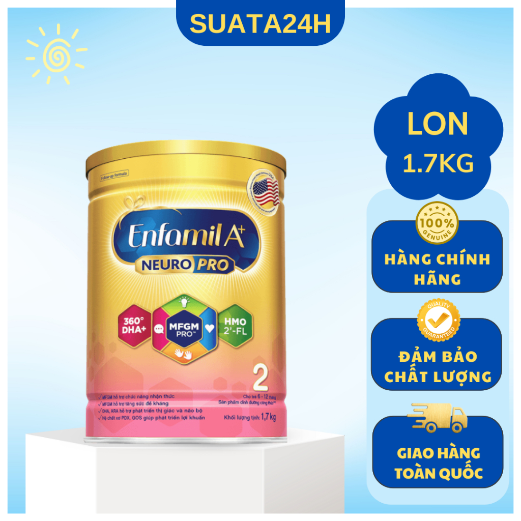 Sữa bột Enfa A+ 2 1.7kg NEURO PRO Mới (Vị Nhạt)
