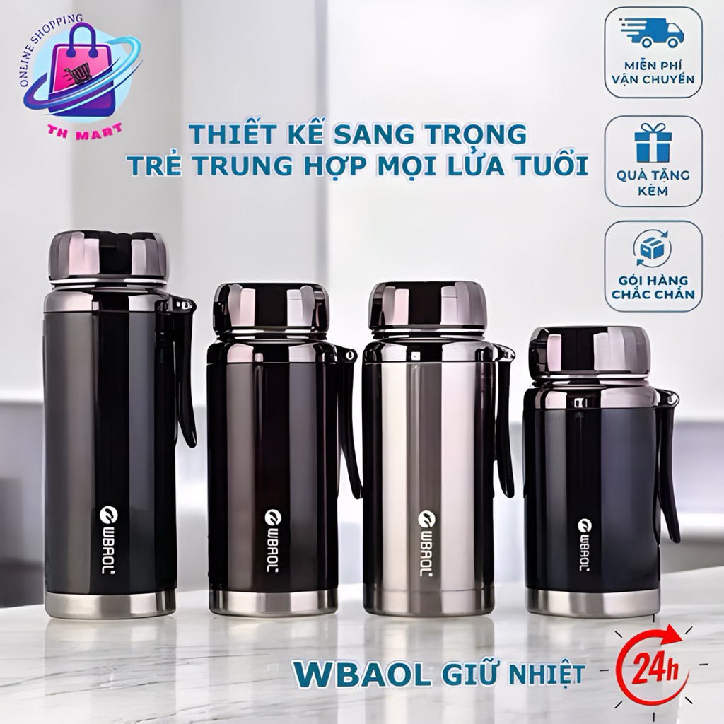 (Tặng Quà) Bình Giữ Nhiệt Nóng Lạnh Wbaol WL7 Dung Tích 780-1000-1200-1500ml Inox 304 Cao Cấp