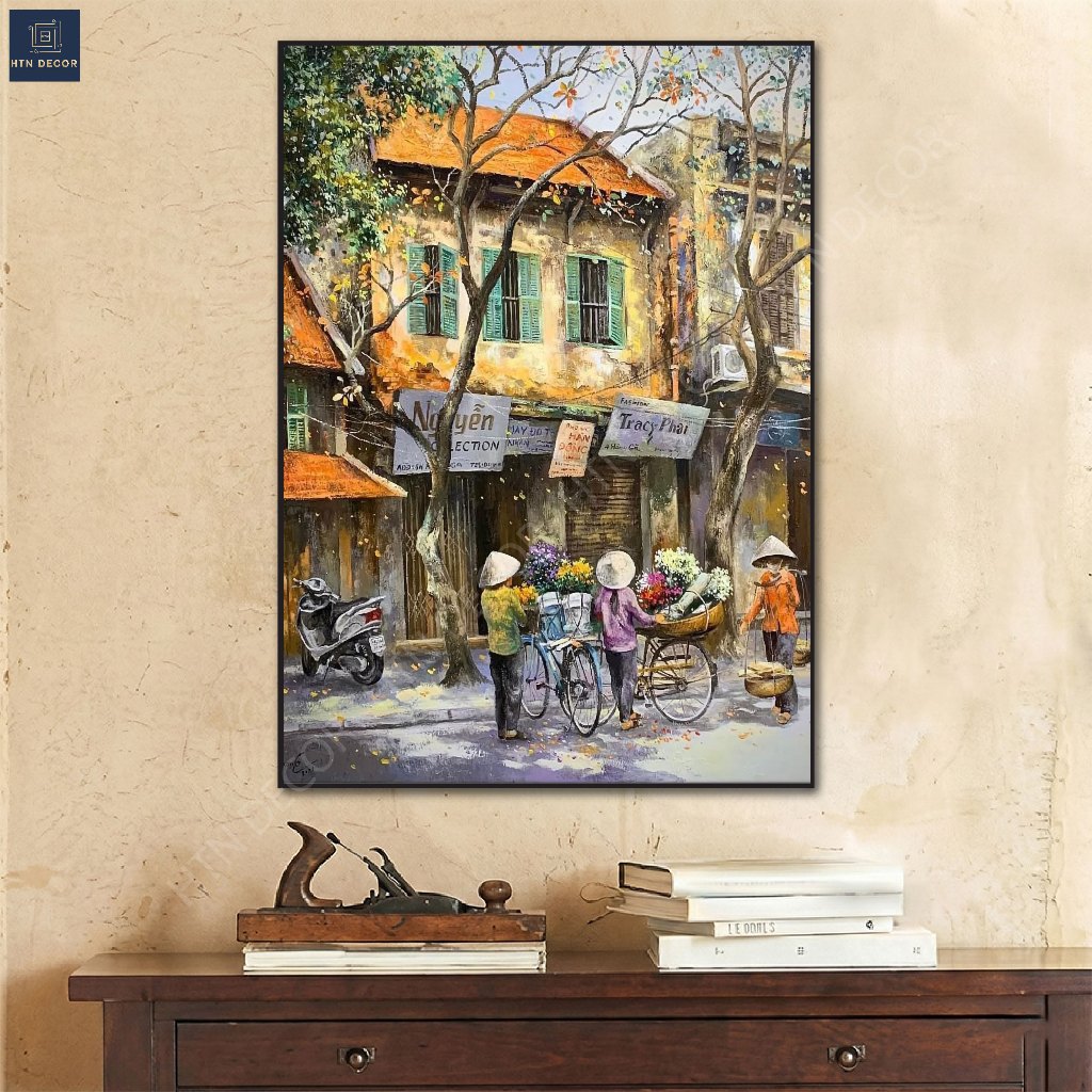 Tranh Hà Nội Xưa Vintage Trang Trí Nhà Hàng, Khách Sạn, Homestay, Decor Quán Coffee, Phòng Khách,...
