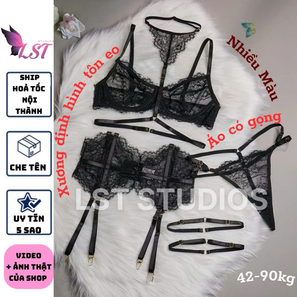 QR1234 Set Nội Y Ren Mỏng Kèm Gater Có Xương Tôn Eo Phong Cách Gợi Cảm Bí Ẩn CÓ BIGSIZE | BigBuy360 - bigbuy360.vn
