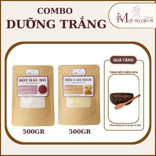   Tặng Kèm Bộ Chén Dừa  Combo Dưỡng trắng  body toàn thân trắng da gồm 500gr Đậu Đỏ + 500gr Cam Thảo 