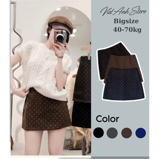    DEAL MỞ BÁN   Chân Váy Chấm Bi Ngắn Chữ A Chất Liệu Dạ Ép Có Túi  Kéo Khoá Sau Dễ Mix Đồ 