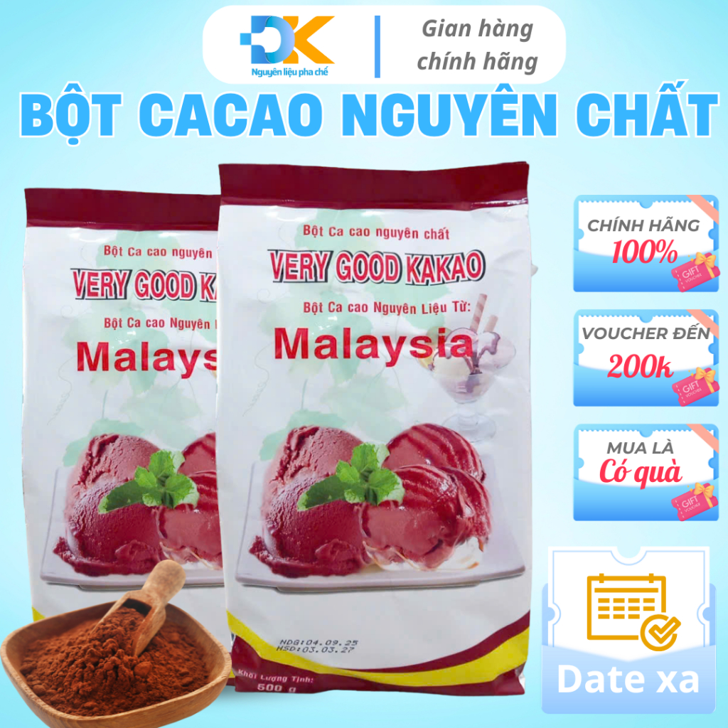 BỘT CACAO VERYGOOD MALAYSIA  & CACAO ĐẮNG THANH NGỌC túi hãng 500gr
