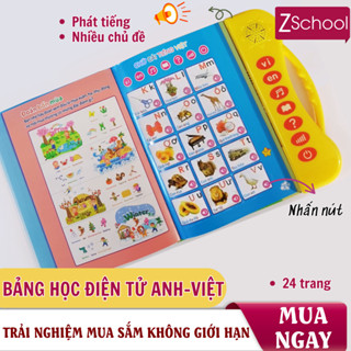  Bảng học điện tử Phát Âm chữ số Anh-Việt dạng QUYỂN nhiều chủ đề cho bé học tập   TQ01  Chun nhiều màu 