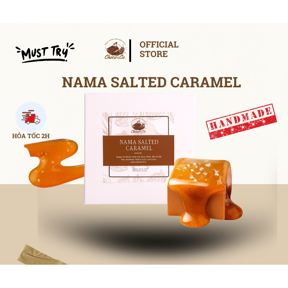 Nama Chocolate Salted Caramel, Socola Tươi Nguyên Chất Vị Caramel Muối - Choco&Co.