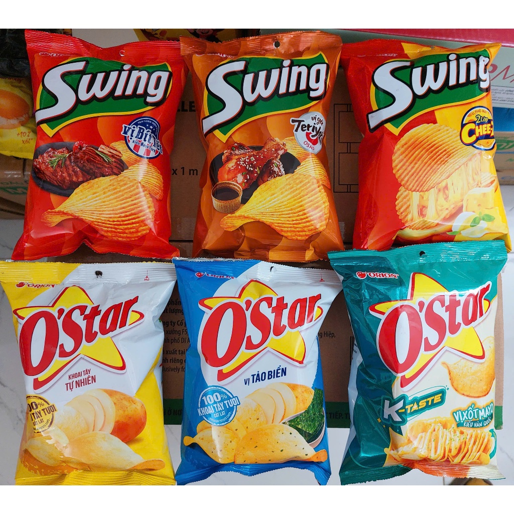Combo 10 gói bim bim mix các vị 40g-snack khoai tây-snack swing-bimbim ostar-bim bim orion mix vị