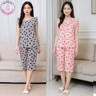  Đồ bộ tole lanh HỒNG NAMM VY lửng cánh tiên loại tốt đồ bộ mặc nhà mặc ngủ mát thoải mái 