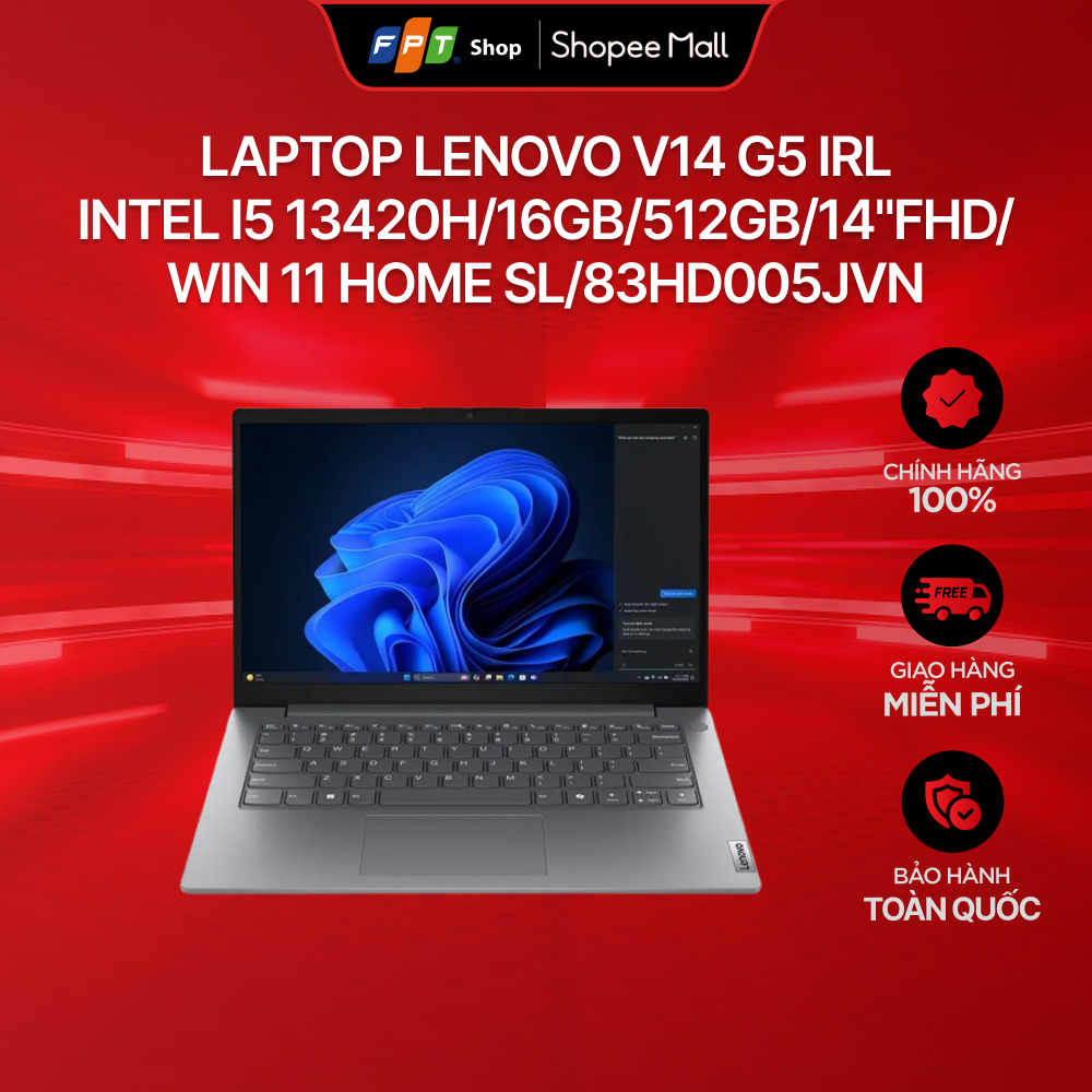 Laptop Lenovo V14 G5 IRL Intel Core i5 13420H/16GB/512GB/14""FHD/Win 11 Home SL/83HD005JVN