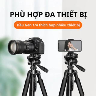 Chân Quay Máy Ảnh Điện Thoại Tripod Tặng Kèm Remote - Thiết Kế Chắc Chắn - Chiều Cao Tối Đa 1m7
